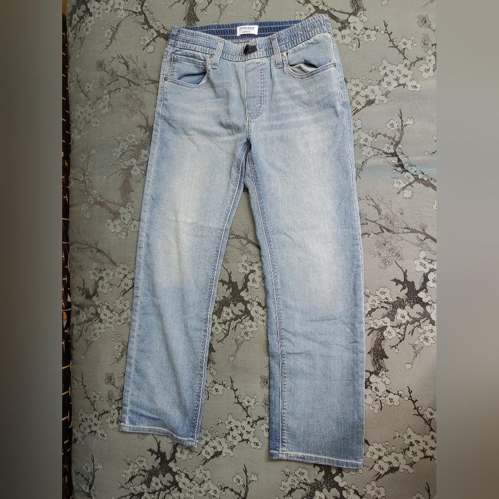 Levi's Denizen Jeans Boys 16 Lite blue Denim Straight  Elastic Waist Casual